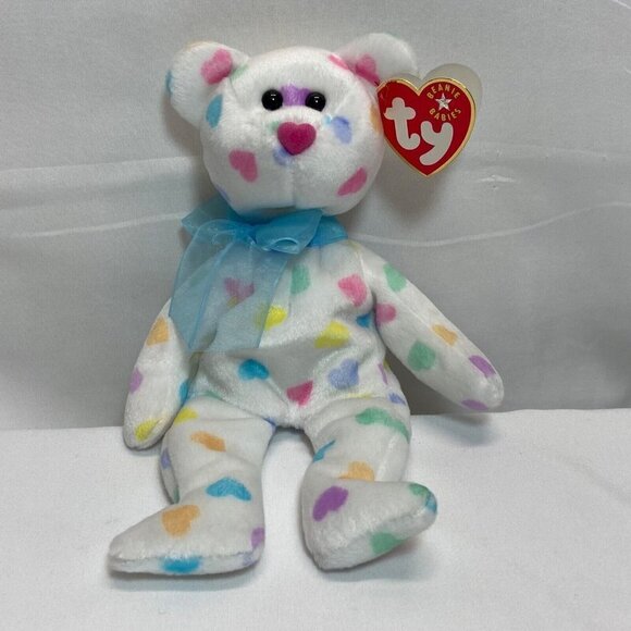 Ty Beanie Babies Kissme Bear 2001 Retired Valentines Day Plush Rare Errors MWMT - Picture 1 of 10